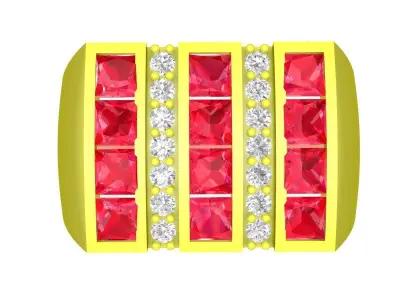 A5157 Luxury Asian Diamond Businessman Ring 3D Model 3D print model