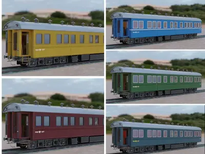 Steam Passengers Car Low-poly 3D model Low-poly 3D model Low-poly 3D model