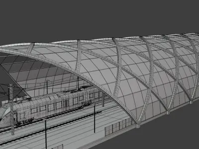 Station with Stadler Flirt 3D model