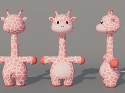 Rigged Cartoon Giraffe Low-poly 3D model