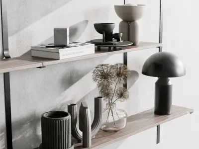 Metal Shelves Decorative With Book - metal Rack 06 Low-poly 3D model