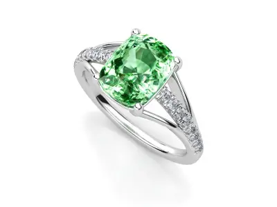 DR022 tourmaline and diamond ring 3D print model