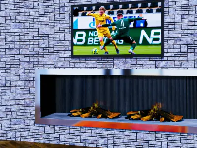 Fireplace with Stone Wall  Free 3D model