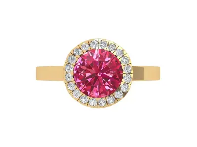 Round stone artdeco ring 3D print model