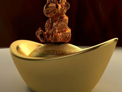 Chinese gold ingot 3D model 23
