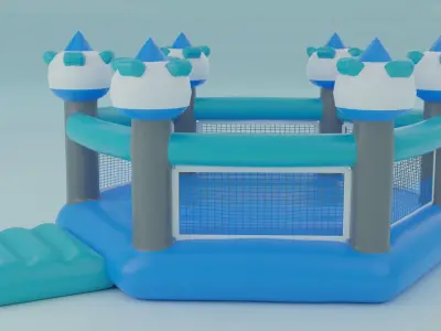 Inflatable blue hexagon castle 3D model