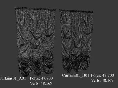 Marvelous Designer and 3DS Max Curtains01 Smallest 3D model