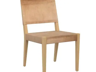 Kelly Rustic Lodge Brown Wood Frame Hide Seat Dining Side Chair 3D model