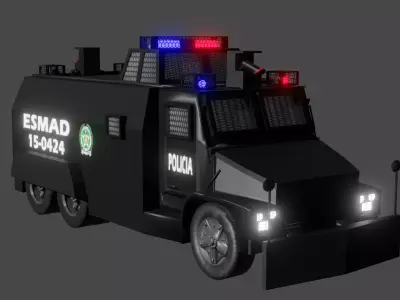 Anti-riot police truck colombian Low-poly 3D model