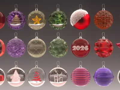 Holiday Ornament Pack High-Quality 3D Decorations  3D model