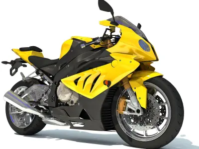 Yellow Sport Bike Racing Motorcycle 3D model