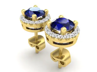 AV 673 Round diamond Stud Fashion Earrings  3D print model