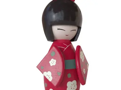 Japanese dolls and fortune cats collection 3D model