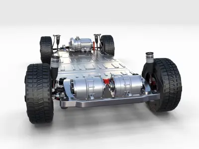 Tesla Cybertruck with chassis and interior 3D model