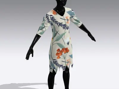 Female Cloth Dress Low-poly 3D model