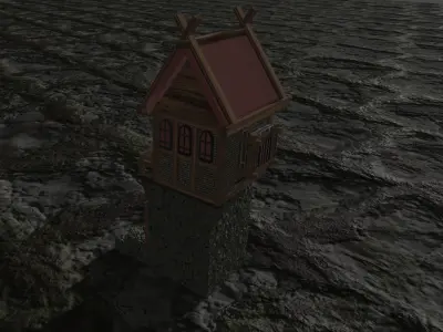 The house on the stone Low-poly 3D model