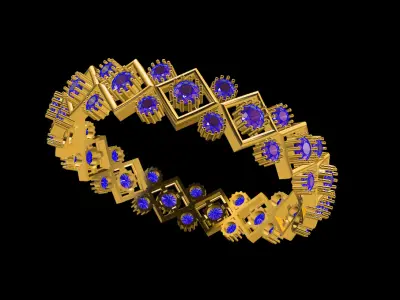 Gold Diamond Pattern Bracelet 3D print model