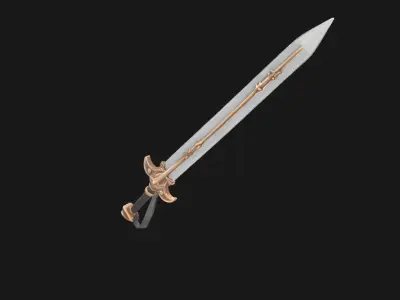 Elven Ceremonial Sword High Poly Decorative Blade Low-poly 3D model