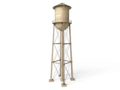 Water Tower Low-poly 3D model 3