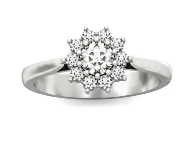 Round Cut Flower Engagement halo ring 1217 3D print model