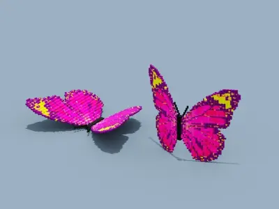 Voxel Butterfly Low-poly 3D model