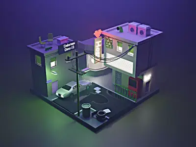 3D CYBERPUNK city  Low-poly 3D model