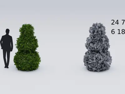 Garden boxwood set v4 Low-poly 3D model