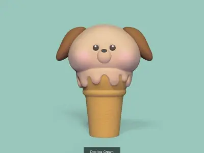 Cute Animals Ice Cream 3D Model Collection