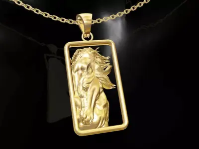 Horse Head gold pendant jewelry 3D print model