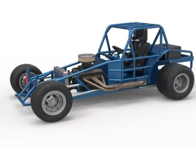 Vintage Dirt Modified stock car Base Scale 1 to 25 3D print model