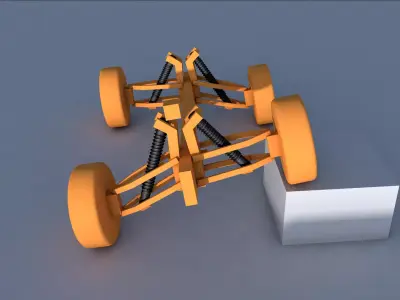 CAR SUSPENSION RIG CINEMA 4D DYNAMICS Low-poly 3D model
