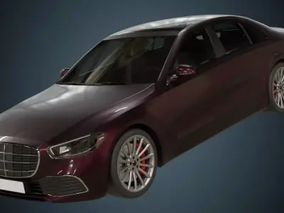 Low Poly Car 1 mercedes s-class sedan Low-poly 3D model