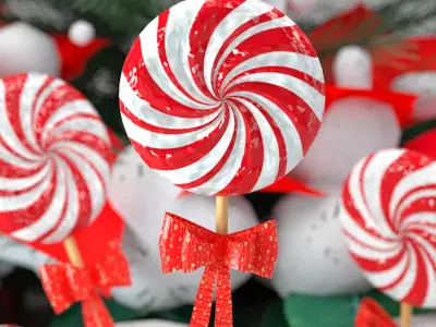Christmas Candy Turbine Lollipop 3D Model 3D model