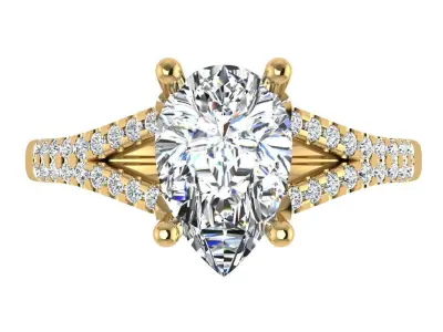 Oval solitare with cathedral shoulder with criss cross diamonds 3D print model