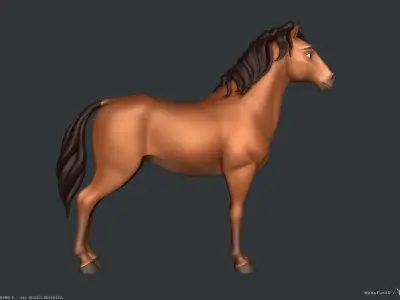 Stylized Cartoon Horse Low-poly 3D model