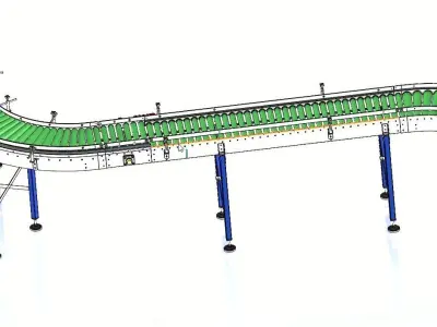 Curved Roller Conveyor - Adjustable Material Handling System 3D model