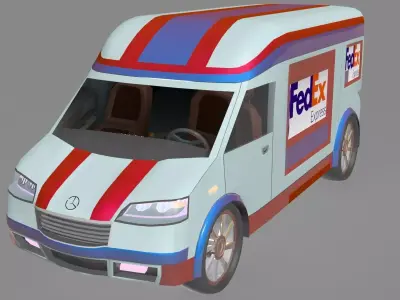 Mercedes Sprinter Fed-Ex bus with interior prototype 3D model