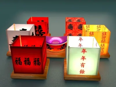 Chinese water lanterns 3D model