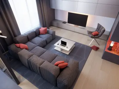 Interactive Modern Interior Low-poly 3D model