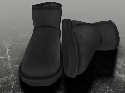 UGG - BLACK 3D SHOES BOOTS Low-poly 3D model