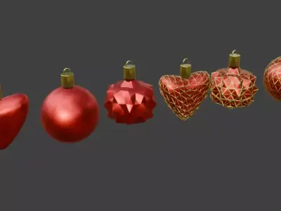 Elegant Modern Christmas Ornaments Collection Low-poly 3D model
