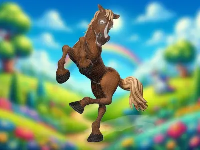 Happy toon Hooves Cartoon Horse 3D Model Low-poly 3D model