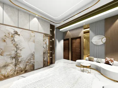 luxury minimal bedroom Free 3D model