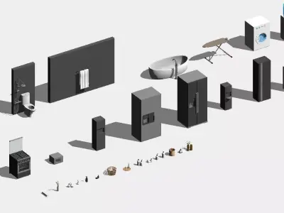 Decoration Furniture Kitchen Closet Service Room Pack 3D model