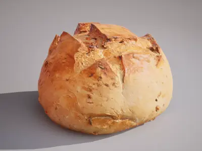 Wheat bread with nuts Game ready model 7K triangles 4K PBR Low-poly 3D model