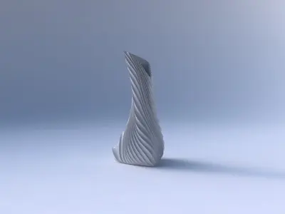 Vase twist puffy tappered triangle with wavy extruded lines 2 3D print model