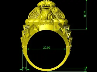 Dragon Head Ring 3D Model for Jewelry Design  307 3D print model