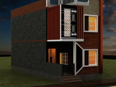 3D HOUSE MODEL PLAN WITH 2D PLAN  3D model