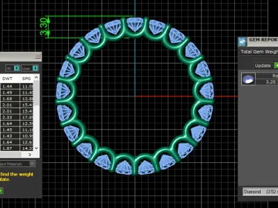 U Shaped Eternity Ring 3 point 2 mm stone size swiss 14 and EU54 3D print model