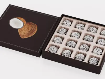 Chocolate Box V6 - Luxury Gift Box Filled with Coconut Pralines 3D model